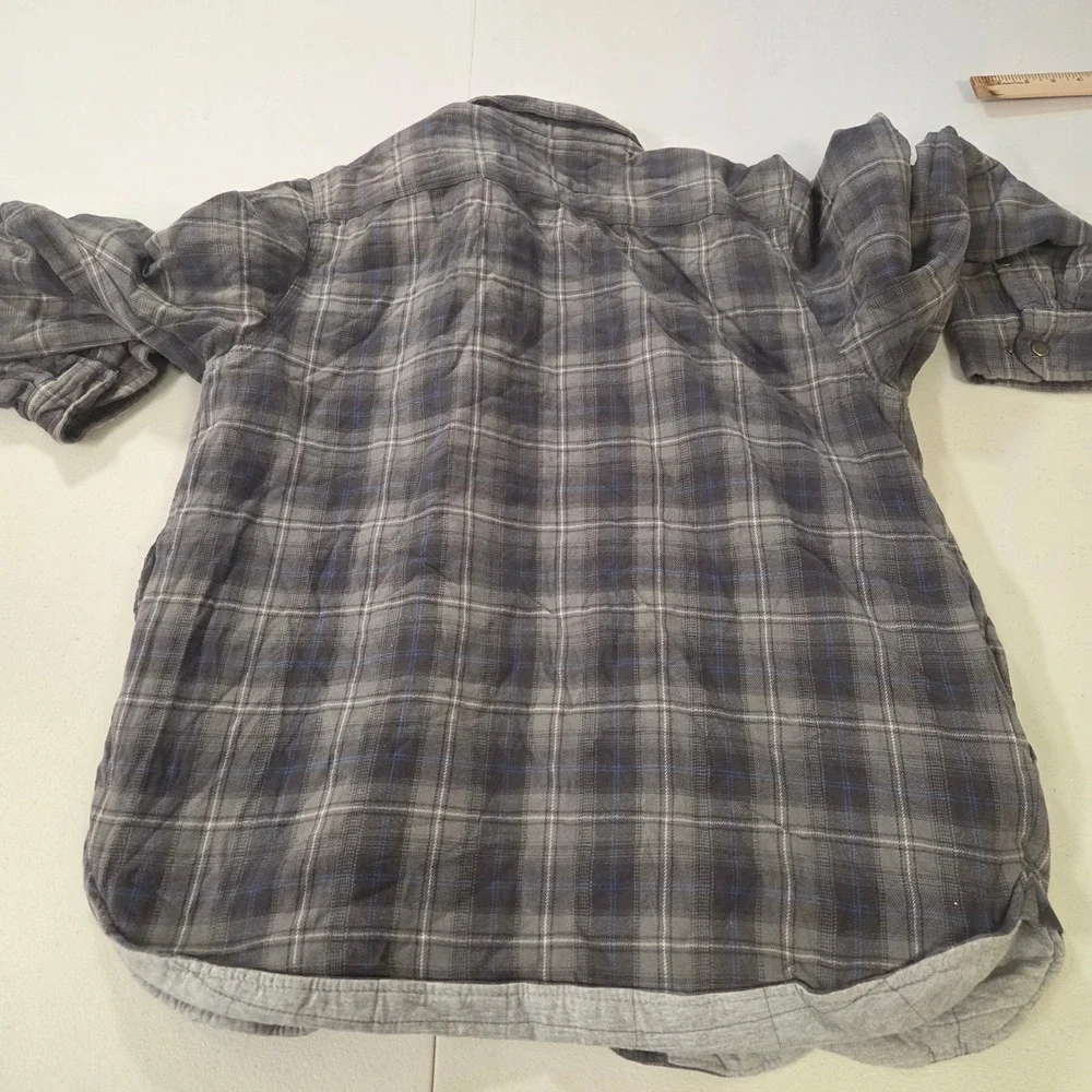 The North Face Mens Gray Plaid Quilted Lined Flannel Shirt Jacket Size M